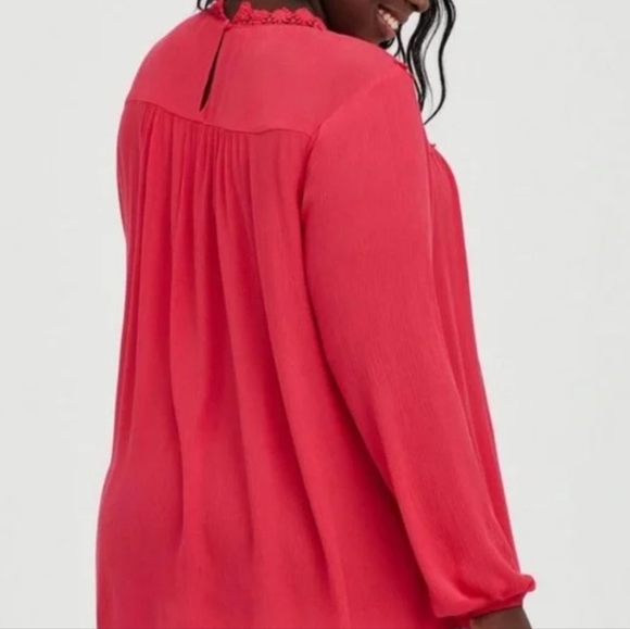 Torrid Pink Long Sleeve Blouse Lace Detail 2X - Picture 11 of 11